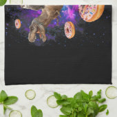 Space Otter Riding Dinosaur T-Rex Donuts Theedoek (Gevouwen)