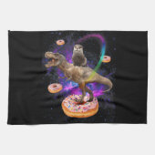 Space Otter Riding Dinosaur T-Rex Donuts Theedoek (Horizontaal)