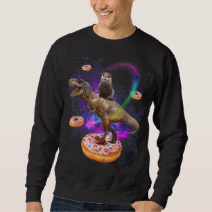 Space Otter Riding Dinosaur T-Rex Donuts Trui