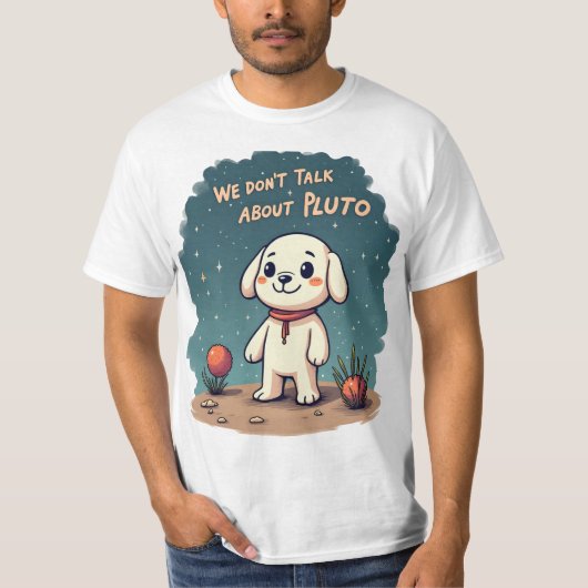 Space Outcast: Pluto's Cosmic Sass Grappig T-shirt (Voorkant)