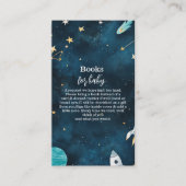 Space Outer Baby shower Navy Boeken voor Baby Informatiekaartje (Voorkant)