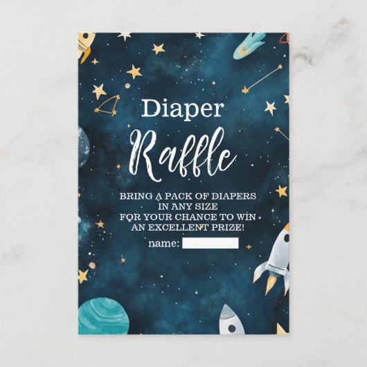 Space Outer Baby shower Navy Diapper Raffle Informatiekaartje (Voorkant)