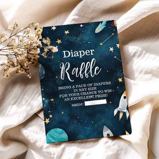 Space Outer Baby shower Navy Diapper Raffle Informatiekaartje