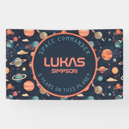  Space party banner - Voeg jouw tekst toe! (Horizontaal)