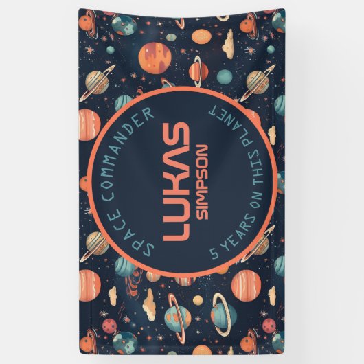  Space party banner - Voeg jouw tekst toe! (Verticaal)