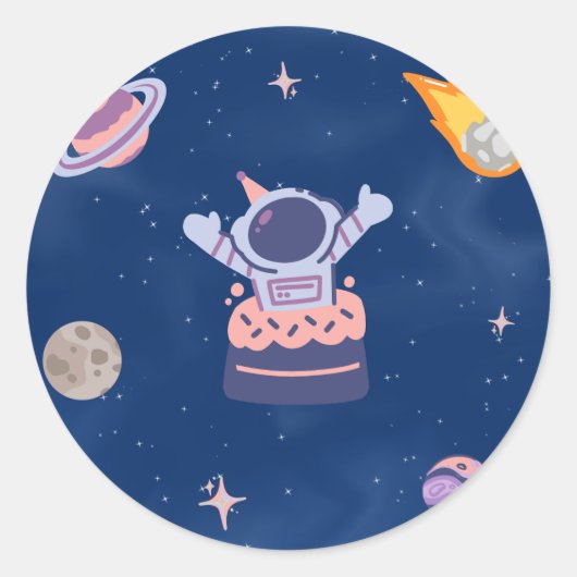 Space Party Collectie! Ronde Sticker (Voorkant)