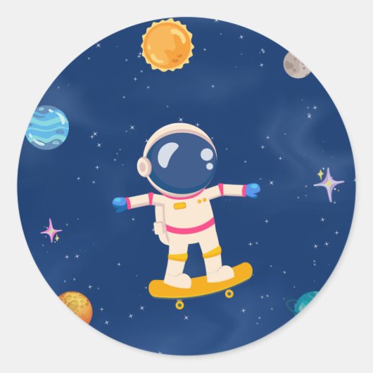 Space Party Collectie! Ronde Sticker (Voorkant)