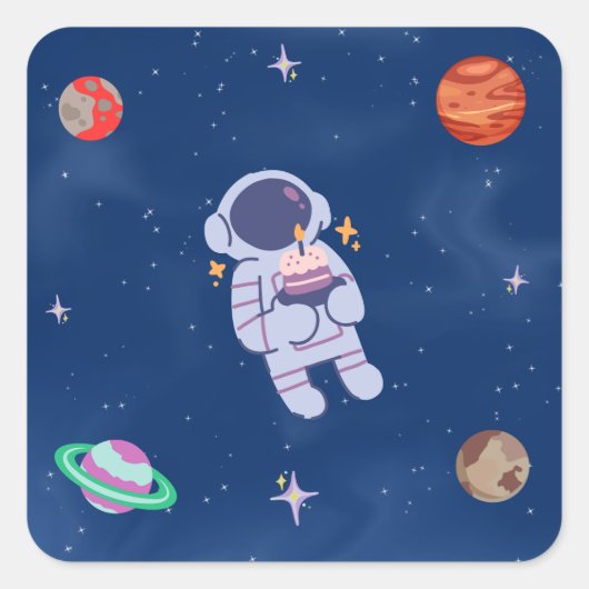 Space Party Collectie! Vierkante Sticker (Voorkant)