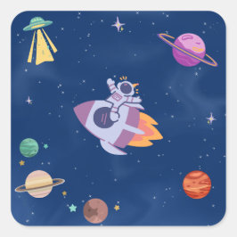 Space Party Collectie! Vierkante Sticker