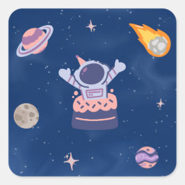 Space Party Collectie! Vierkante Sticker