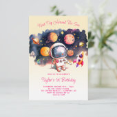 Space Party Eerste reis rond de zon geel Kaart (Staand voorkant)