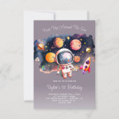 Space Party Eerste Reis Rond de Zon Paarse Kaart (Voorkant)