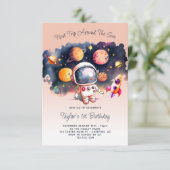 Space Party Eerste reis rond de Zon Perzik Kaart (Staand voorkant)