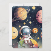 Space Party Eerste reis rond zon 1e verjaardag Kaart (Achterkant)