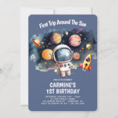 Space Party Eerste reis rond zon 1e verjaardag Kaart (Voorkant)