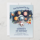 Space Party Eerste reis rond zon 1e verjaardag Kaart (Voorkant)