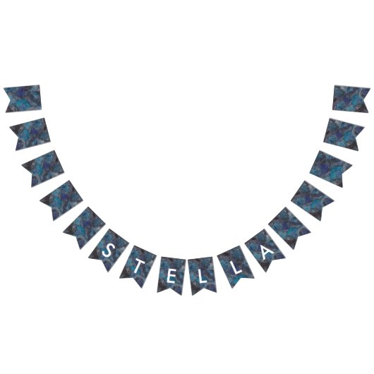 Space Party Galaxy Gepersonaliseerd Blauw Vlaggetjes (Alle)