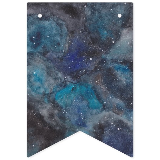 Space Party Galaxy Gepersonaliseerd Blauw Vlaggetjes (Tweede vlag)