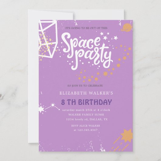 Space Party | Geboorte Uitnodiging (Voorkant)
