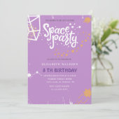 Space Party | Geboorte Uitnodiging (Staand voorkant)