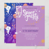 Space Party | Geboorte Uitnodiging (Voorkant / Achterkant)