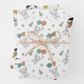 Space Party Kids Wrapping paper (In situ)