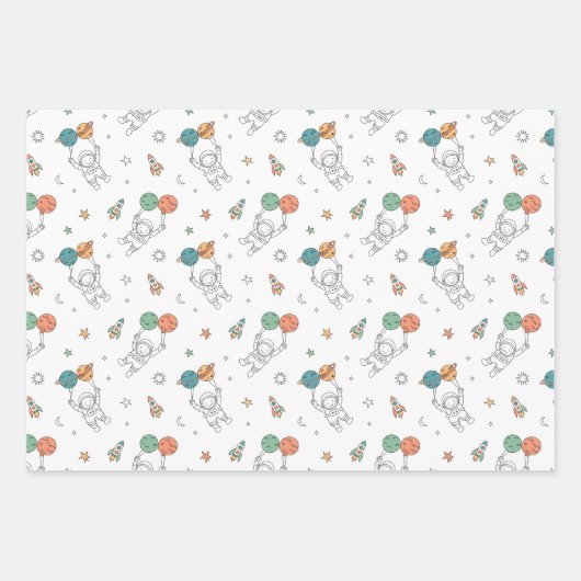 Space Party Kids Wrapping paper (Voorkant)