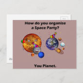 Space Party Planet Funny College Humor Joke Briefkaart (Voorkant / Achterkant)