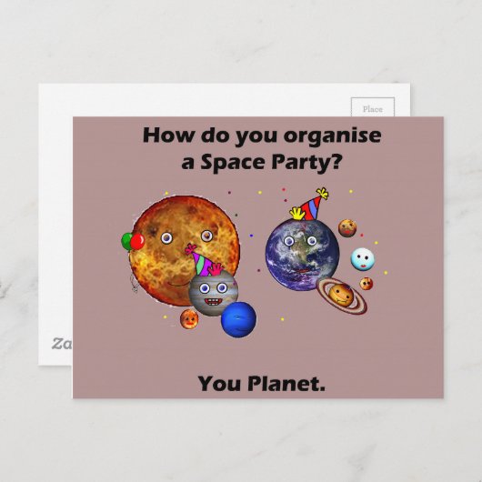 Space Party Planet Funny College Humor Joke Briefkaart (Voorkant / Achterkant)