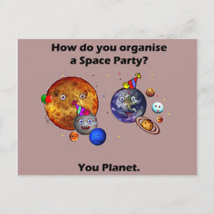 Space Party Planet Funny College Humor Joke Briefkaart