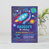 Space Party uitnodigingsjongen Kaart (Staand voorkant)