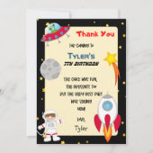 Space Party Verjaardag Dank u kaart (Voorkant)