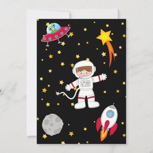 Space Party Verjaardag Dank u kaart (Achterkant)