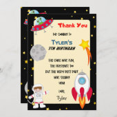 Space Party Verjaardag Dank u kaart (Voorkant / Achterkant)