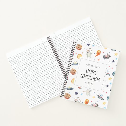 Space Pattern Baby shower Geschenklijst Notitieboe Notitieboek (Binnen)