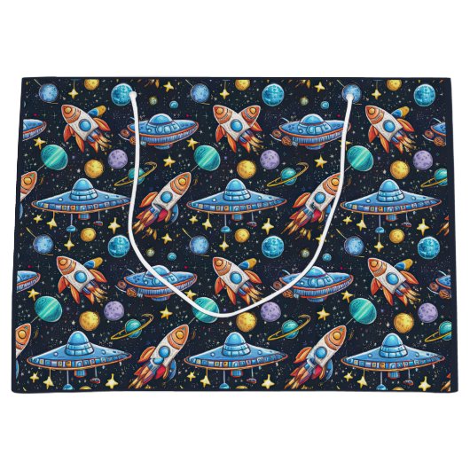 Space Pattern Gift Bag Groot Cadeauzakje (Voorkant)
