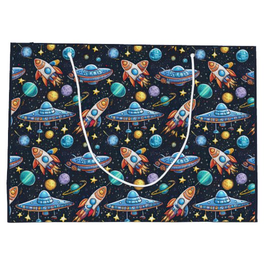 Space Pattern Gift Bag Groot Cadeauzakje (Achterkant)
