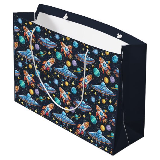 Space Pattern Gift Bag Groot Cadeauzakje (Achterkant Gekanteld)