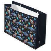 Space Pattern Gift Bag Groot Cadeauzakje (Voorkant Gekanteld)