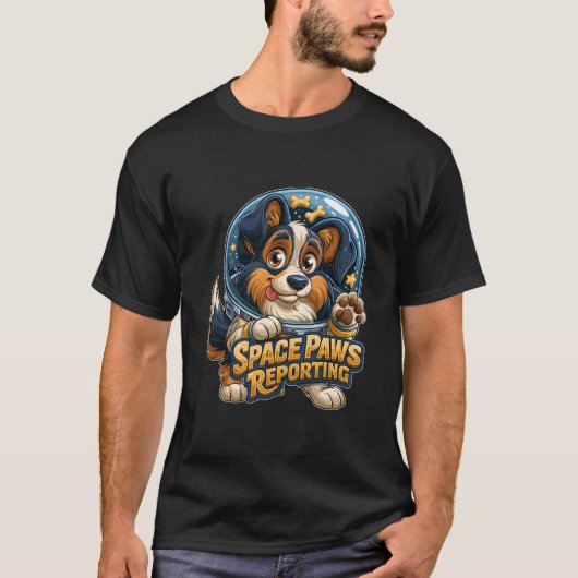 Space Paws Rapportage Astronaut Hond T-shirt (Voorkant)
