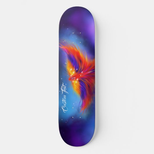 Space Phoenix Rising Paars Nebula Persoonlijk Skateboard (Voorkant)