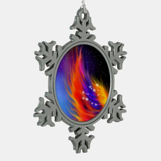 Space Phoenix Wings Tin Sneeuwvlok Ornament (Links)