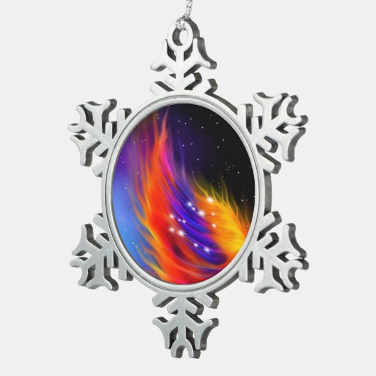 Space Phoenix Wings Tin Sneeuwvlok Ornament (Rechts)