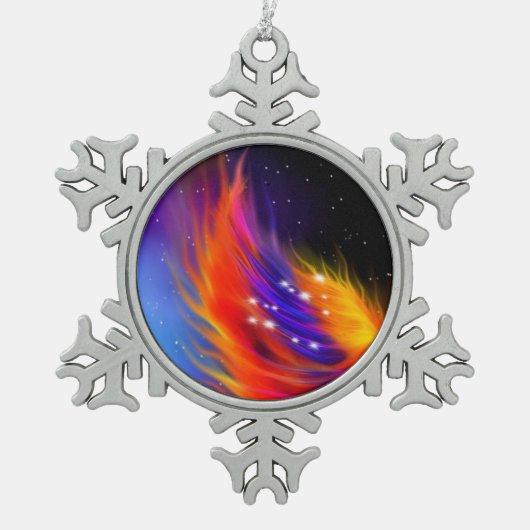 Space Phoenix Wings Tin Sneeuwvlok Ornament (Voorkant)