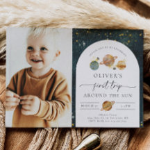 Space Photo Birthday Invitation | Eerste reis