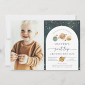 Space Photo Birthday Invitation | Eerste reis Kaart (Voorkant)