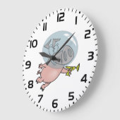 Space Pig with Ray Gun Funny Astronaut Grote Klok (Hoek)