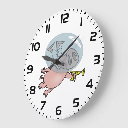 Space Pig with Ray Gun Funny Astronaut Grote Klok (Hoek)