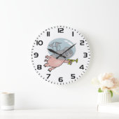 Space Pig with Ray Gun Funny Astronaut Grote Klok (Huis)