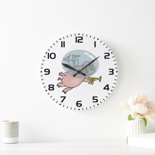 Space Pig with Ray Gun Funny Astronaut Grote Klok (Huis)